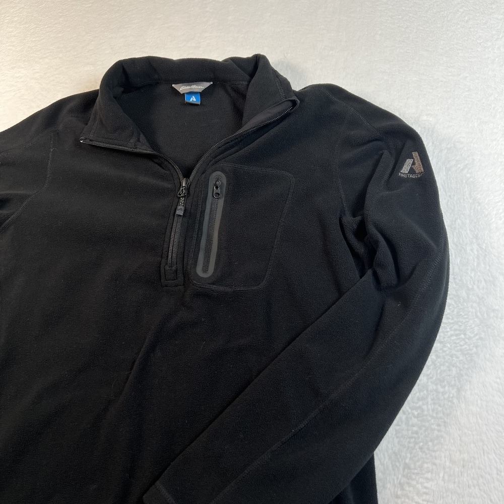 Eddie Bauer First Ascent Fleece Pullover Womens Large Black 1/4 Zip Hiking‎ Top